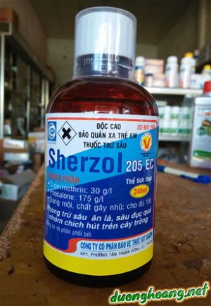 Sherzol 205EC, thuốc trừ sâu, phòng trừ sâu ăn lá, sâu đục quả, nhóm chích hút, bọ xít, bọ trĩ