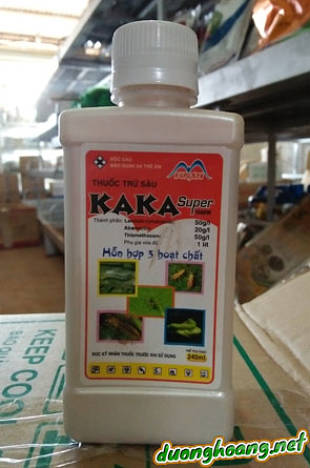 Kaka super 120EW thuốc trừ sâu hỗn hợp giữa nhóm hóa học và nhóm sinh học, thuốc diệt bọ rùa trên cây bầu bí, dưa, rệp mò, sâu ăn lá.